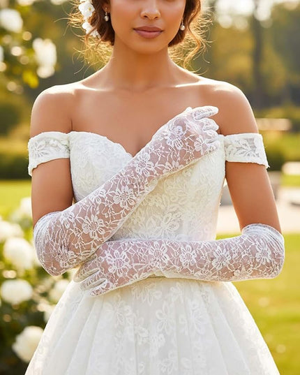 Campsis Floral Lace Gloves Long Lace Gloves