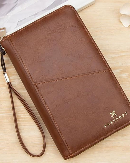 Passport Holder for Travel Women and Men RFID Passport Holder with Card Slots Holder Passport Case Passport cover Passport Wallet Travel Essentials and Accessories (Zipper, ZN-DarkBrown Zipper)