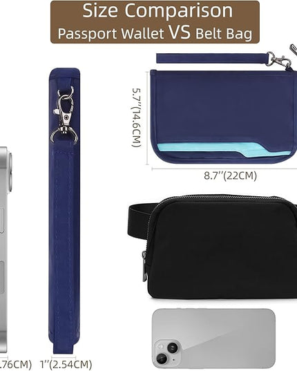 ZOPPEN Passport Holder Family RFID Passport Wallet, Passport Holder Women/Men, Travel Wallet Documents Organizer Zipper Case with Removable Wristlet Strap, Travel Essentials for Flying