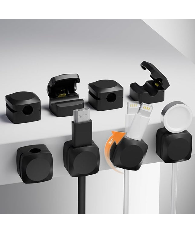 8 Pack Cord Organizer Holder, Rotatable Cable Clips, Spring Cord Holder for Nightstand Adhesive Cable Organizer, Cable Management Clips Charging Cord Organizer for Desk Office Car Wall