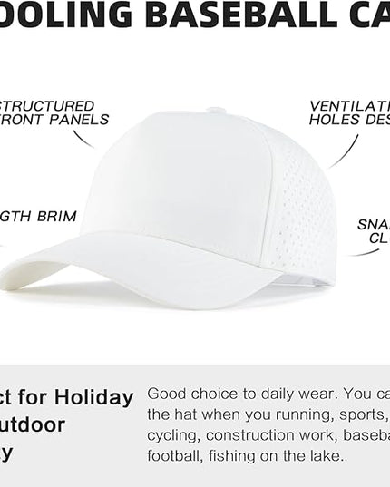 BOTVELA Men Adjustable Snapback Baseball Cap Vented Performance Laser Cut Mesh Hat