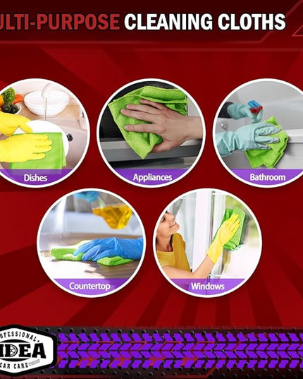 AIDEA Microfiber Cleaning Cloth, 10PK, Microfiber Towels for Cars, Premium All Purpose Car Cloths, Dusting Cloth Cleaning Rags, Absorbent Towels for SUVs, House, Kitchen, Window, 12"×12", Green