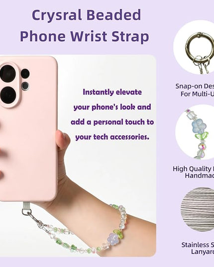 Colorful Crystal Beaded Phone Wrist Strap -Cell Phone Lanyard Hands-Free Wrist Strap, Detachable Wristlet Strap，Gift for Women