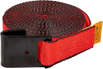Mytee Products Winch Straps 2" x30' - Red Heavy Duty Tie Down w/Flat Hook WLL# 3,333 lbs - 2 Inch Cargo Control for Flatbed Truck Utility Trailer