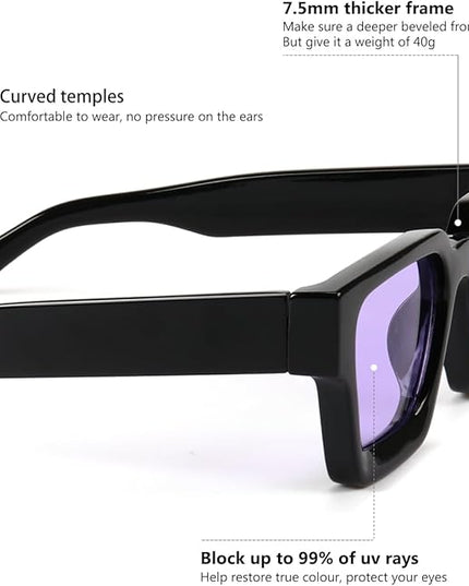 Trendy Square Sunglasses for Men Women Fashion Thick Rectangle Sun Glasses UV Protection Shades Designer Style
