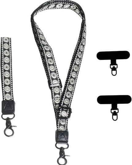 Adjustable Lanyard for Phone, Camera, Name Tags, ID card, Keychain and Wristlet Straps with 2 phone pads(Black)