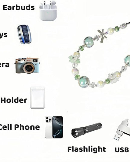 Handmade Flower & Butterfly Phone Wrist Strap Lanyard - Detachable Anti-Drop Strap with 2 Tether Tabs -Women's Gift