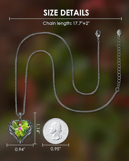 CDE Christmas Gifts for Women Angel Wings Necklace for Women with Birthstone, Love Heart Silver Tone/Gold Tone Pendant, Ideal Anniversary or Birthday Jewelry Gifts for Wife Girlfriend Her