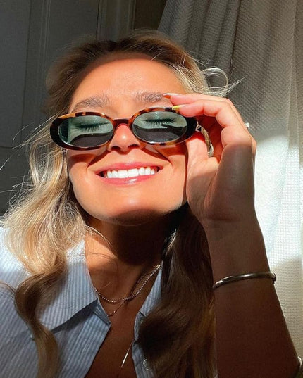 90s Sunglasses for Women Men Retro Small Oval Sunglasses