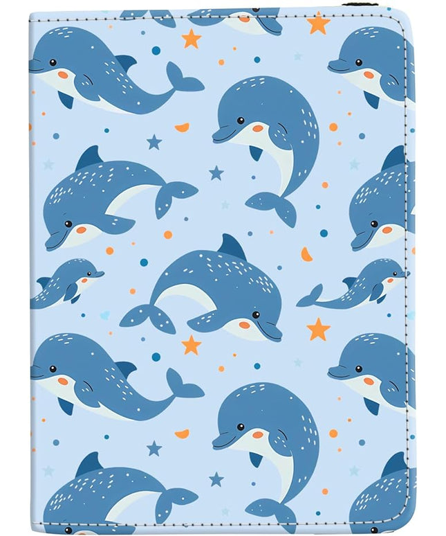Passport Holder,Cute Passport Cover for Women Men,Travel Document Organizer Holder Boy Girl Wallet personalized Leather Rfid Passport Wallet (Dolphin)