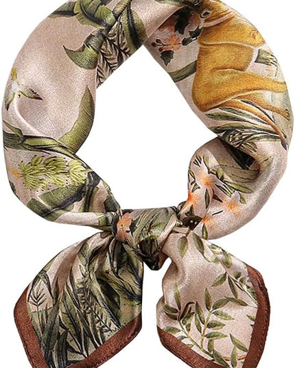 ANDANTINO 100% Pure Mulberry Silk Small Square Scarves -21'' x 21''- Digital Printed Neckerchief –Women Men Lightweight Scarf