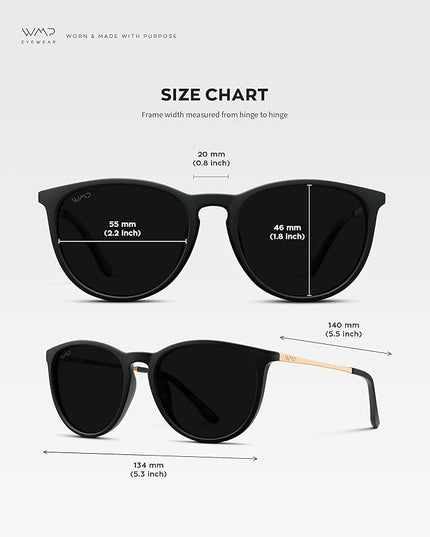 WearMe Pro Round Polarized Sunglasses for Women - UV400 Protection, Lightweight Frame, Vintage Retro Style