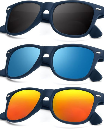 KALIYADI Polarized Sunglasses for Men and Women Matte Finish Sun glasses Color Mirror Lens UV Blocking (3 Pack)