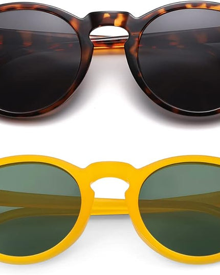 Gleyemor Vintage Polarized Sunglasses for Men Round Sunglasses UV400 Protection Retro Hand-crafted Acetate Frame