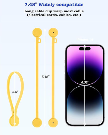 13 PCS Silicone Magnetic Cable Ties, Cable Clips Cord Organizer [1S] Management Cable Cords, Reusable Magnet Cable Organizer, Phone Cord Holder for Organizing, Bookmark Whiteboard Fridge Magnets etc