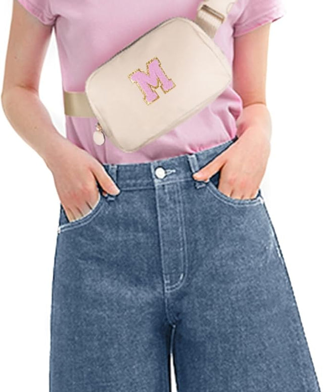 Uygafly Valentines Day Gifts for Grandkids - Teen Girls Mom Gifts Mothers Day Gifts for Mom,Initial Fanny Pack Crossbody Bag Birthday Gift Travel Bags Essentials,Gift for 7-16 Year Old Girls | Cream,M