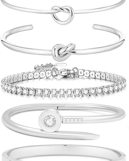 18 K Gold Plated Love Bangle Bracelet Stack Cuff Jewelry for Women Jewelry Set for Women Gift with Box
