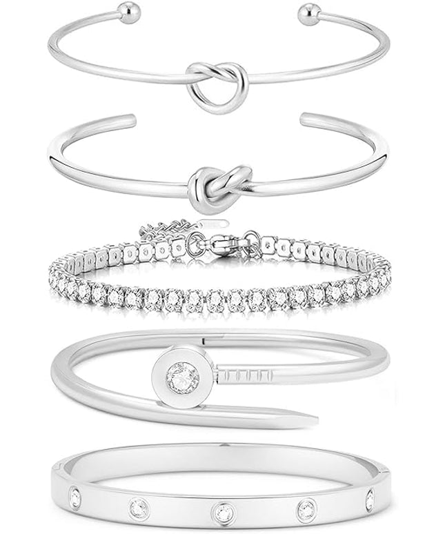 18 K Gold Plated Love Bangle Bracelet Stack Cuff Jewelry for Women Jewelry Set for Women Gift with Box