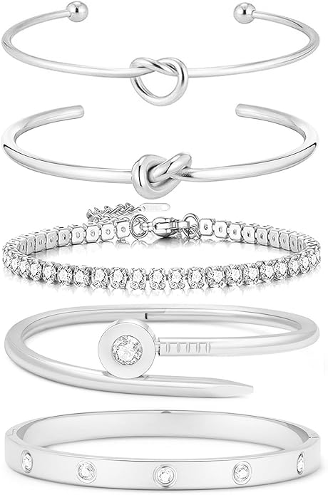 18 K Gold Plated Love Bangle Bracelet Stack Cuff Jewelry for Women Jewelry Set for Women Gift with Box