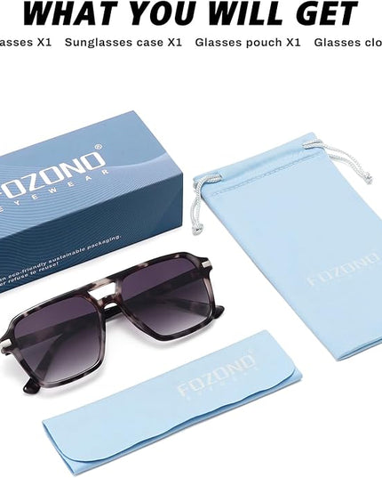 Retro Aviator Sunglasses for Women Men Trendy Classic Square 70s 80s 90s Vintage Shades Double Bridge Aviators FZN813