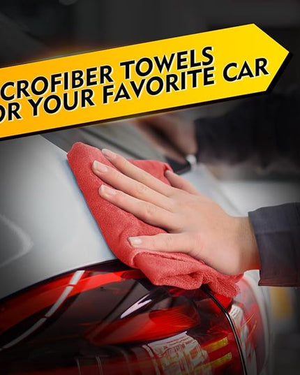 HOMEXCEL Red Microfiber Cleaning Cloth 50 Pack, 12.5 x 12.5 inch Microfiber Towels for Cars, Ultra Absorbent Car Washing Cloth, Lint Free Streak Free Cleaning Rags for Car, Kitchen, and Window