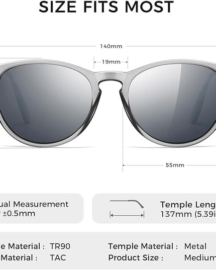 SUNGAIT Premium Vintage Round Sunglasses for Women Men Classic Retro Trendy Style