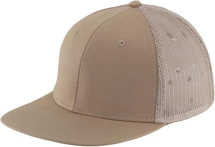 Flat Bill Snapback Mesh Hats | Fits OSFM & XXL Big Head | Blank Solid Color Adjustable Trucker Hat for Men