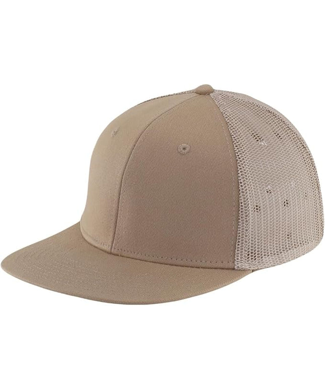 Flat Bill Snapback Mesh Hats | Fits OSFM & XXL Big Head | Blank Solid Color Adjustable Trucker Hat for Men