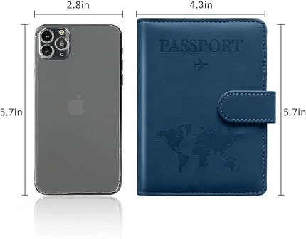 Passport Holder for Travel Passport Holder with Card Slots Holder Passport Case Passport cover for Women and Men Passport Wallet Travel Essentials and Accessories (Buckle, Navy)