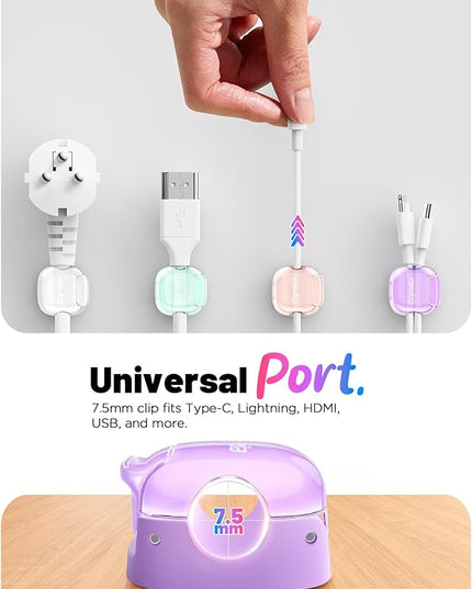 Cable Clips,8 Pack Cord Holder Cord Organizer [1s Lock & Strongest Adhesive] Spring Cord Clips Phone Charger Wire Desk Cable Management Nightstand Home Office School Decor Women Cute Desk Accessories