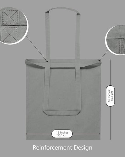 TOPDesign 24-Pack Economical 16"x15" Light Grey Cotton Tote Bags, Lightweight Medium Reusable Grocery Shopping Cloth Bags, Suitable for DIY, Advertising, Promotion, Gift, Activity
