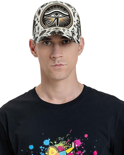 Unisex Fashion Ancient Egypt Eye Baseball Cap Snapback, Adjustable Funny Trucker Hat for Daily Wear Black