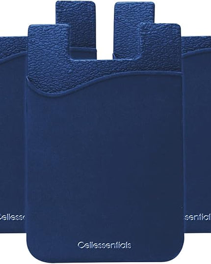 USA Merchant Redesigned Card Holder - Silicone Stick on Cell Phone Wallet with Pocket for Credit Card ID Business Card - iPhone Android & Smartphones (Navy)