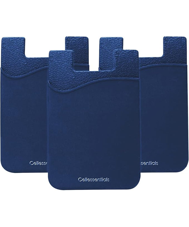 USA Merchant Redesigned Card Holder - Silicone Stick on Cell Phone Wallet with Pocket for Credit Card ID Business Card - iPhone Android & Smartphones (Navy)