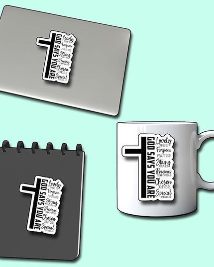 (3Pcs) God Says You are Sticker, Christian Gifts Decorate Books Laptop Phone, Water Bottles Kindles Stickers, Tumbler Sticker Waterproof Vinyl Decorate 2,5 x 3 Inch