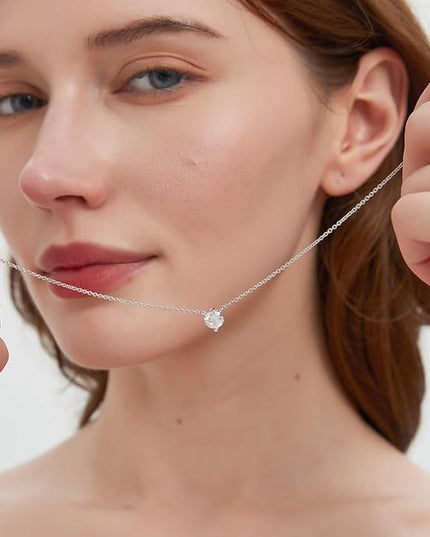 G&GEMSJEW Heart Necklaces for Women, 1-2 Carats Moissanite, 18K White Gold-Plated 925 Sterling Silver Round Brilliant Cut Moissanite Imitation Diamond Necklaces, Jewelry Gifts for Christmas Valentine's Day,Anniversary Present for Wife Women