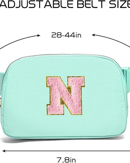 Gitus Belt Bag Fanny Pack Crossbody Bags with Initial Letter Patch Cute Stuff Birthday Gifts for Teenager Girls Trendy Preppy Stuff for Teen Girls Cool Stuff for Teens (Mint Green-N)