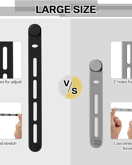 42 Pcs Silicone Cable Ties Reusable Cord Straps Multipurpose Elastic Cable Organizer for Bundling Fastening Earphone Phone Charger Home Office School (Black)