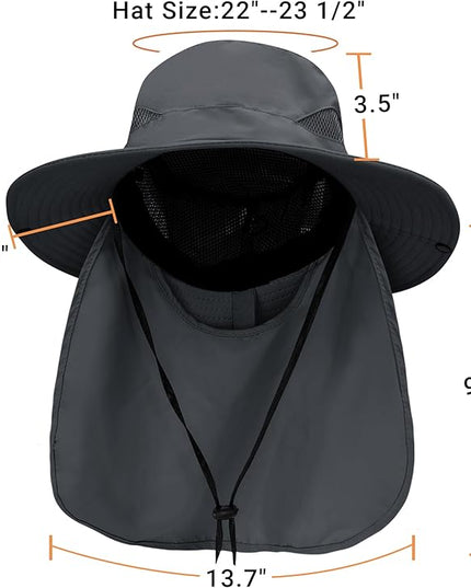 PFFY Sun Bucket Hats for Men Women 3” Wide Brim UPF 50+ Fishing & Beach Hat