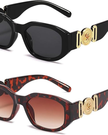 BUTABY Rectangle Sunglasses for Women Retro Driving Glasses 90’s Vintage Fashion Irregular Frame UV400 Protection