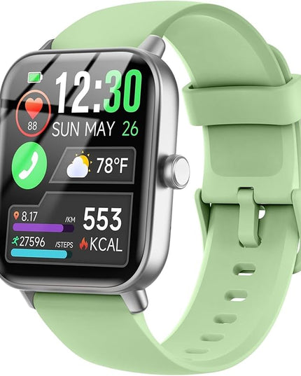 Smart Watches for Women/Men, Smart Watch for Android Phones and iPhone Compatible, Alexa Built-in, 1.8" Fitness Watches for Women, IP68 Waterproof /Bluetooth Call, Heart Rate/Sleep Monitor, Green