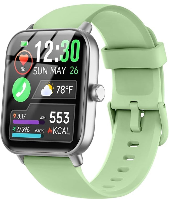 Smart Watches for Women/Men, Smart Watch for Android Phones and iPhone Compatible, Alexa Built-in, 1.8" Fitness Watches for Women, IP68 Waterproof /Bluetooth Call, Heart Rate/Sleep Monitor, Green