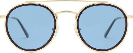 SOJOS Retro Vintage Round Polarized Sunglasses for Women Men Small Double Bridge Circle Sunnies SJ1104