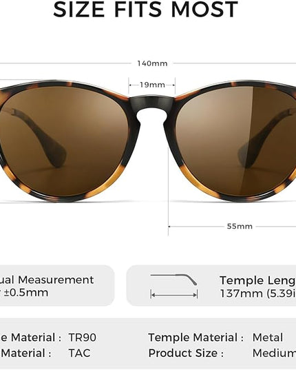 SUNGAIT Premium Vintage Round Sunglasses for Women Men Classic Retro Trendy Style