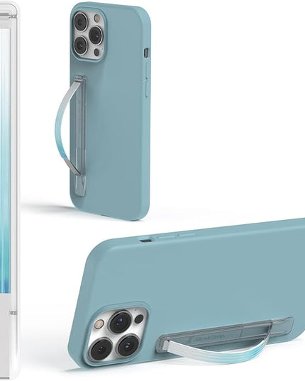 SleekStrip SleekGrip-Essential Ultra Thin Phone Grip Stand,Slim Metal Finger Loop Ring Hand Holder Strap Cell Phone Grips for iPhone 16 Pro Max,17 Air,Android,Case Back - Frosted x ICY Blue