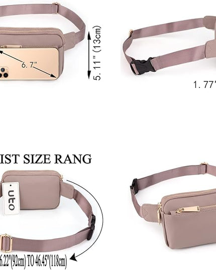 UTO Fanny Pack for Women Crossbody Trendy Fashion Belt Purse Chest Waist Hip Bumbag for Outdoor Shopping Travel Hiking