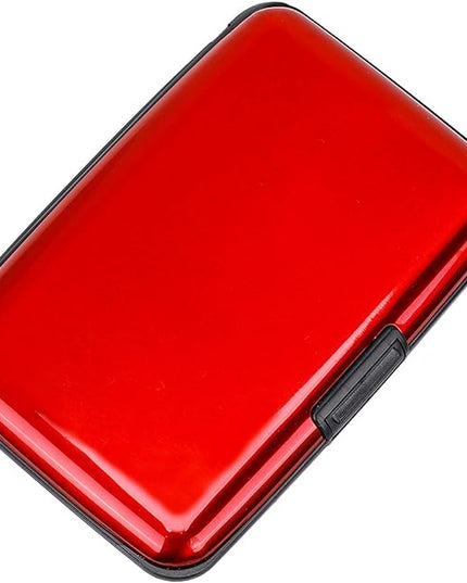 ELFISH Mini RFID Aluminum Wallet Credit Cards Holder Business Card Case Metal ID Case for Men Women (Red)