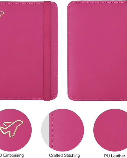 WALNEW Passport Holder for Travel, RFID Passport Cover Wallet for Women Men, PU Leather Passport Book Card Holder Case with Pen, Travelling Essentials for Flying