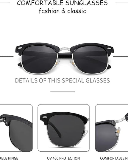 Pro Acme Semi-Rimless Polarized Sunglasses UV 400 Protection for Women Men
