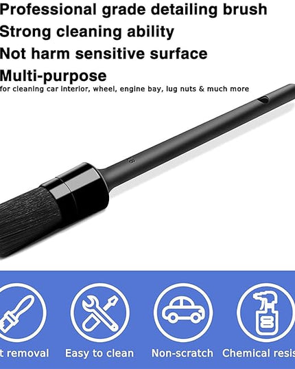 10pcs Detailing Brush Set, Multi-Purpose Car Detailing Brushes for Cleaning Car Interior, Exterior, Engine, Leather, Including 5 car Cleaning Brush, 3 Wire Brush, 2 Air Vent Brush,Black